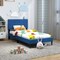 Linen Upholstered Twin Size Platform Bed with Button Tufted Headboard